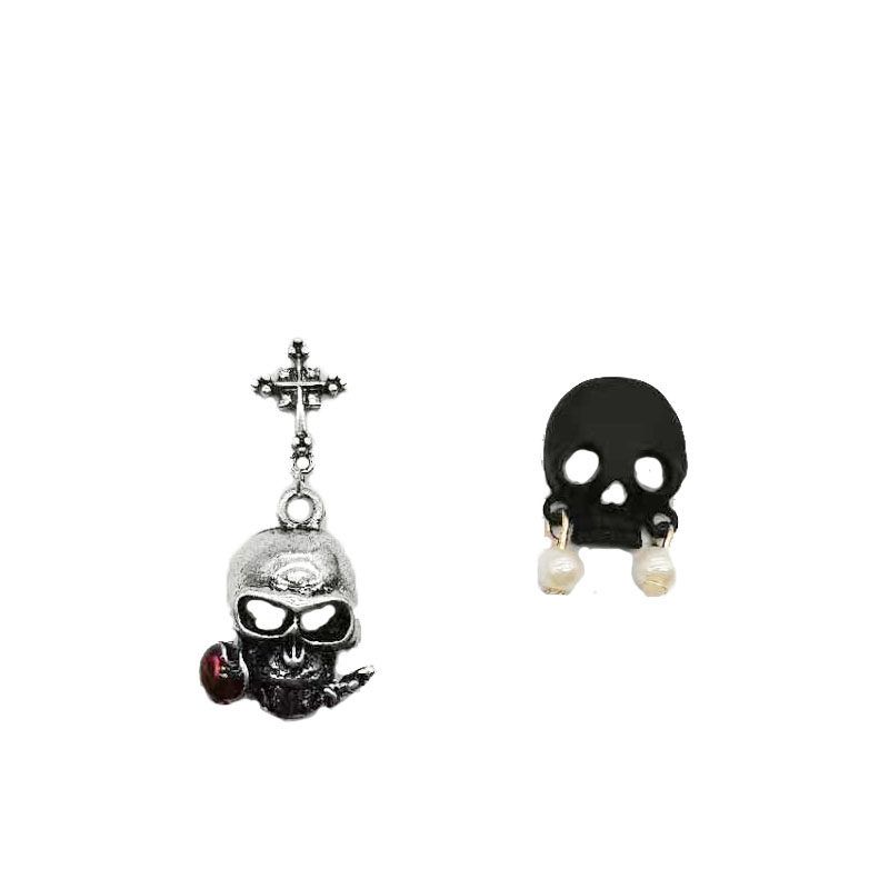 Fashion Dark Style Skull Climbing Cross Gothic Pentagram Earrings Ear Studs