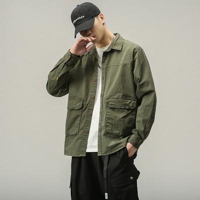 Workwear Long Sleeve Shirt Men's Spring and Autumn Loose Jacket Top Trend Japanese Handsome Casual Jacket
