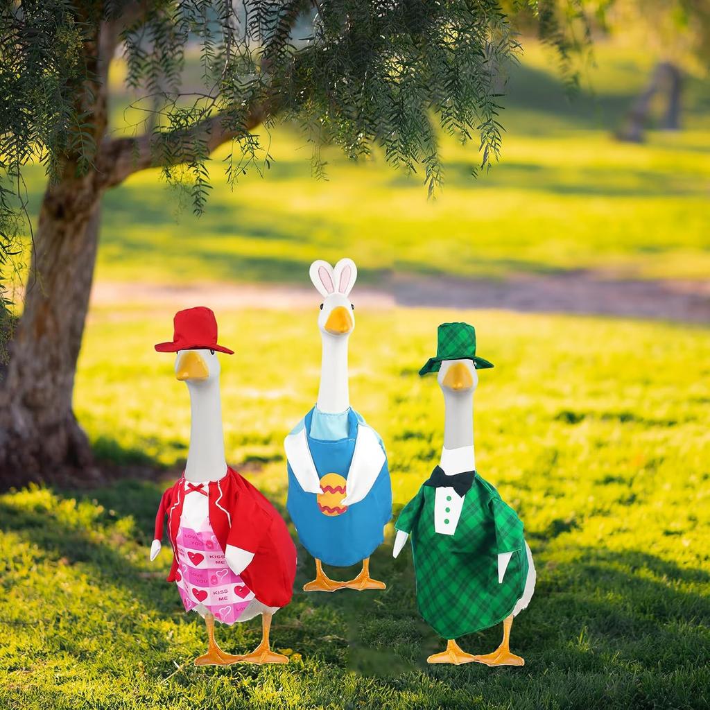 3 Pcs St. Patrick's Day Goose Outfits Valentine's Day Goose Costume Cute Easter Goose Clothes Porch Goose Outfits