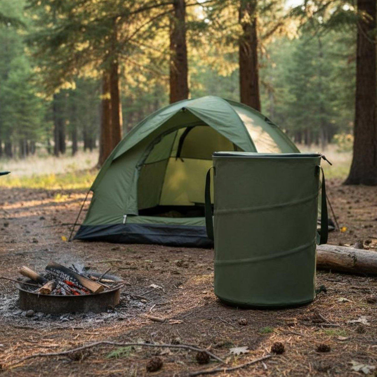 Foldable Garbage Bin Folding Trash Can With Lid Portable Camp Camping, Picnic,