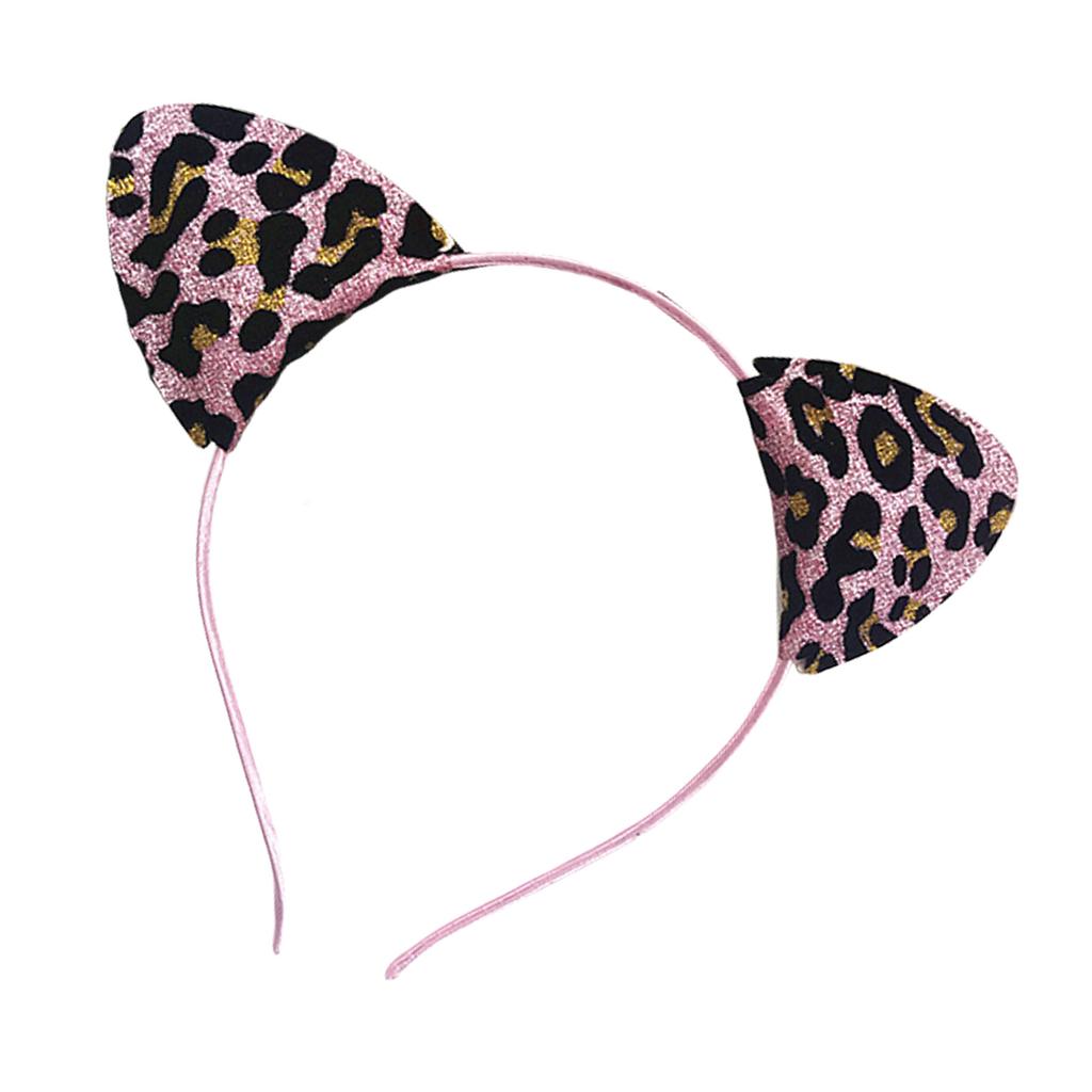 Leopard Pattern Cats Ear Headband for Women and Girl Costume Hairhoop Music Festival Holiday Party Gathering Hairband