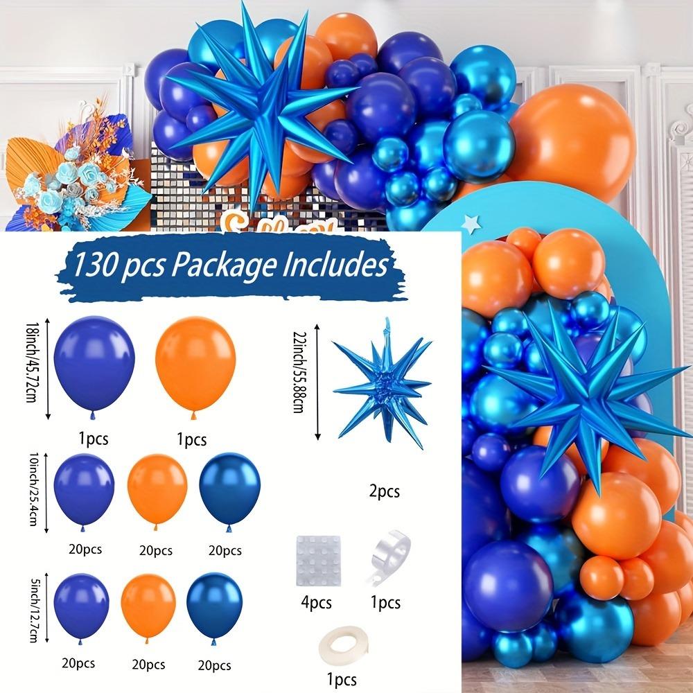 

130PCS Blue Orange Balloon Arch Set Suitable for Outer Space Theme Birthday Party Graduation Decoration Daily Decoration Other