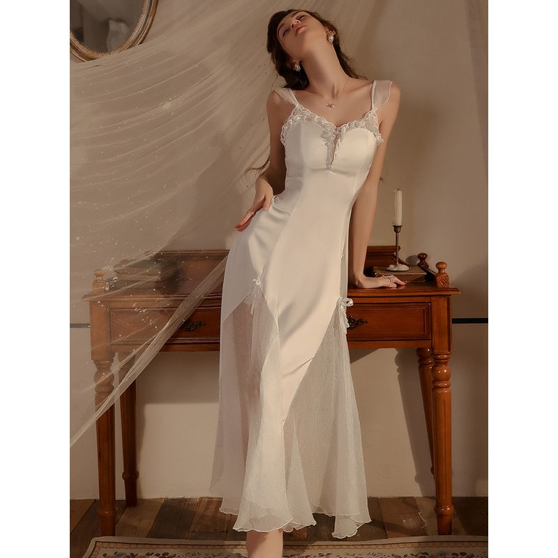 Good Morning with You: Court Style French Fairy Nightdress Long Ankle Dress Padded Pajamas Sexy Pure Desire