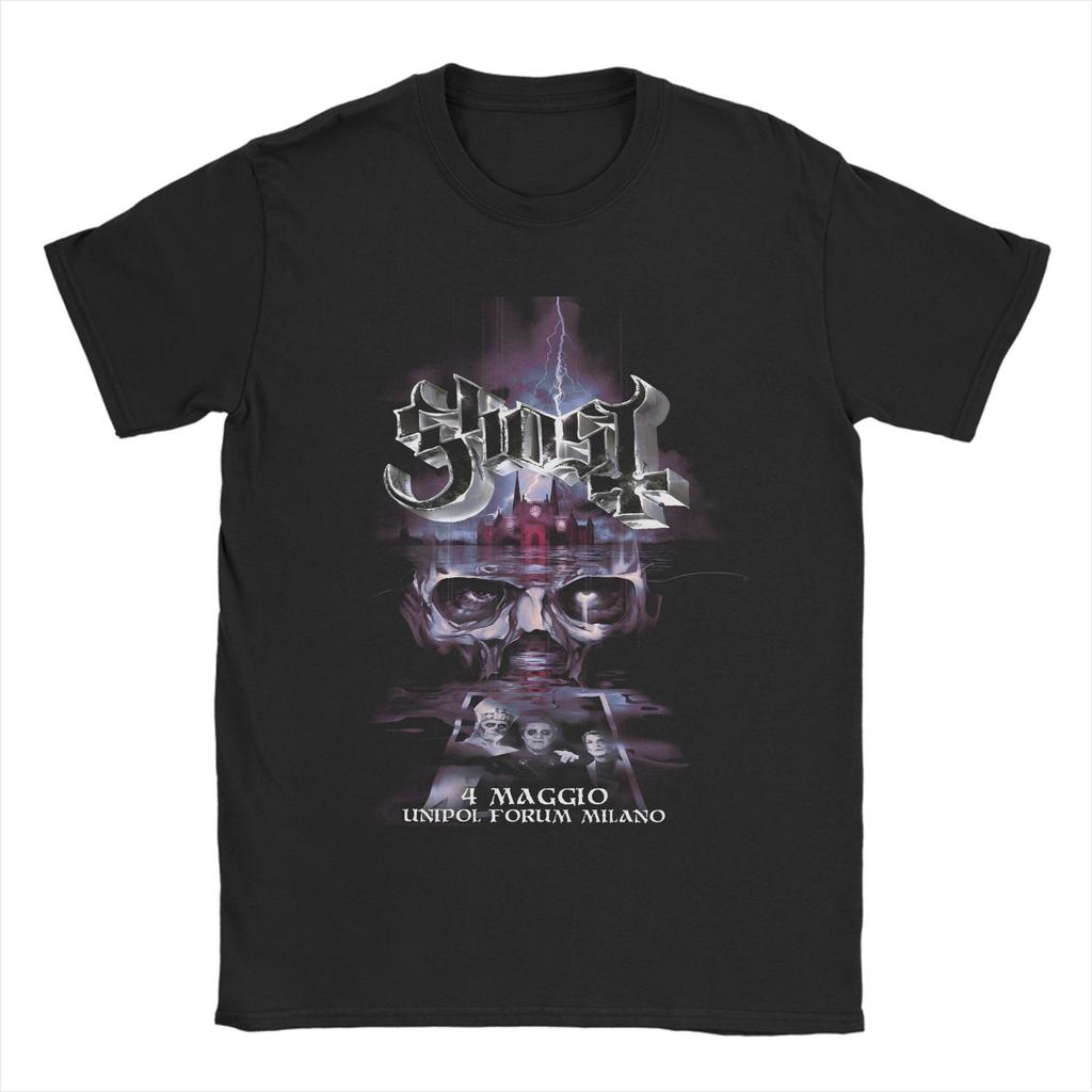 Unika Ghost Band Världsturné Skeletour 2025 T-shirts Herr Rundhalsad Bomulls-T-shirts Musik Kortärmad T-shirt 4XL 5XL Kläder