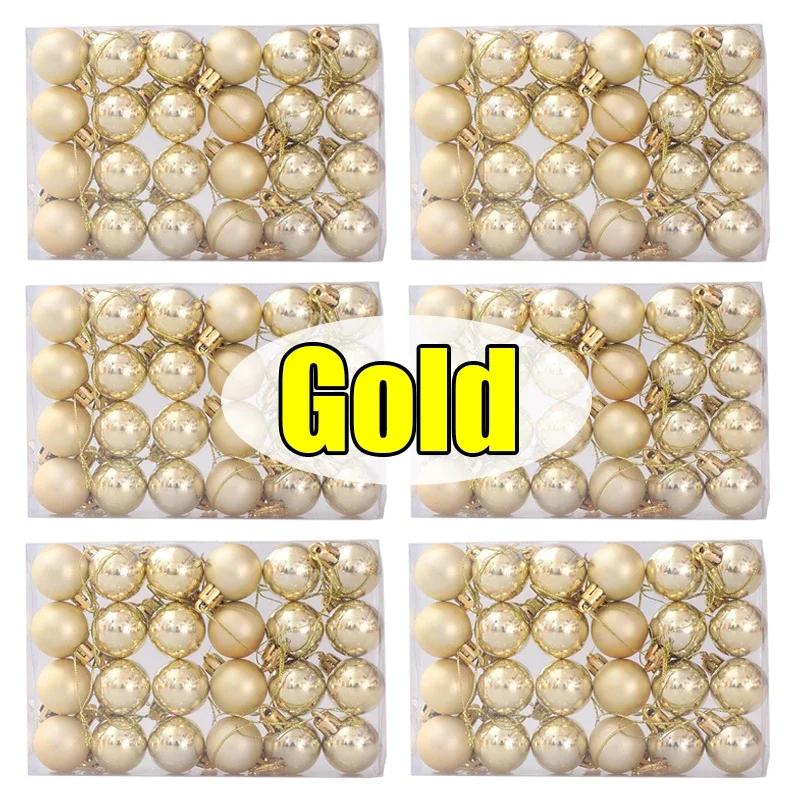 144/24pcs Mini Electroplated Christmas Balls Set Xmas Tree Pendant Christmas Ball Hanging Ornament for New Year Party Home Decor