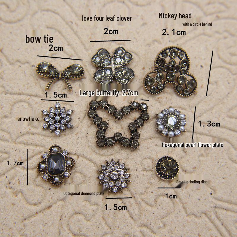 Antique Bronze Rhinestone Mickey & Butterfly Hair Clips