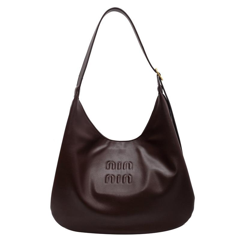 New Retro Underarm Bag Women's Large-capacity Soft Leather Commuter Bag Versatile Fashion Shoulder Bag