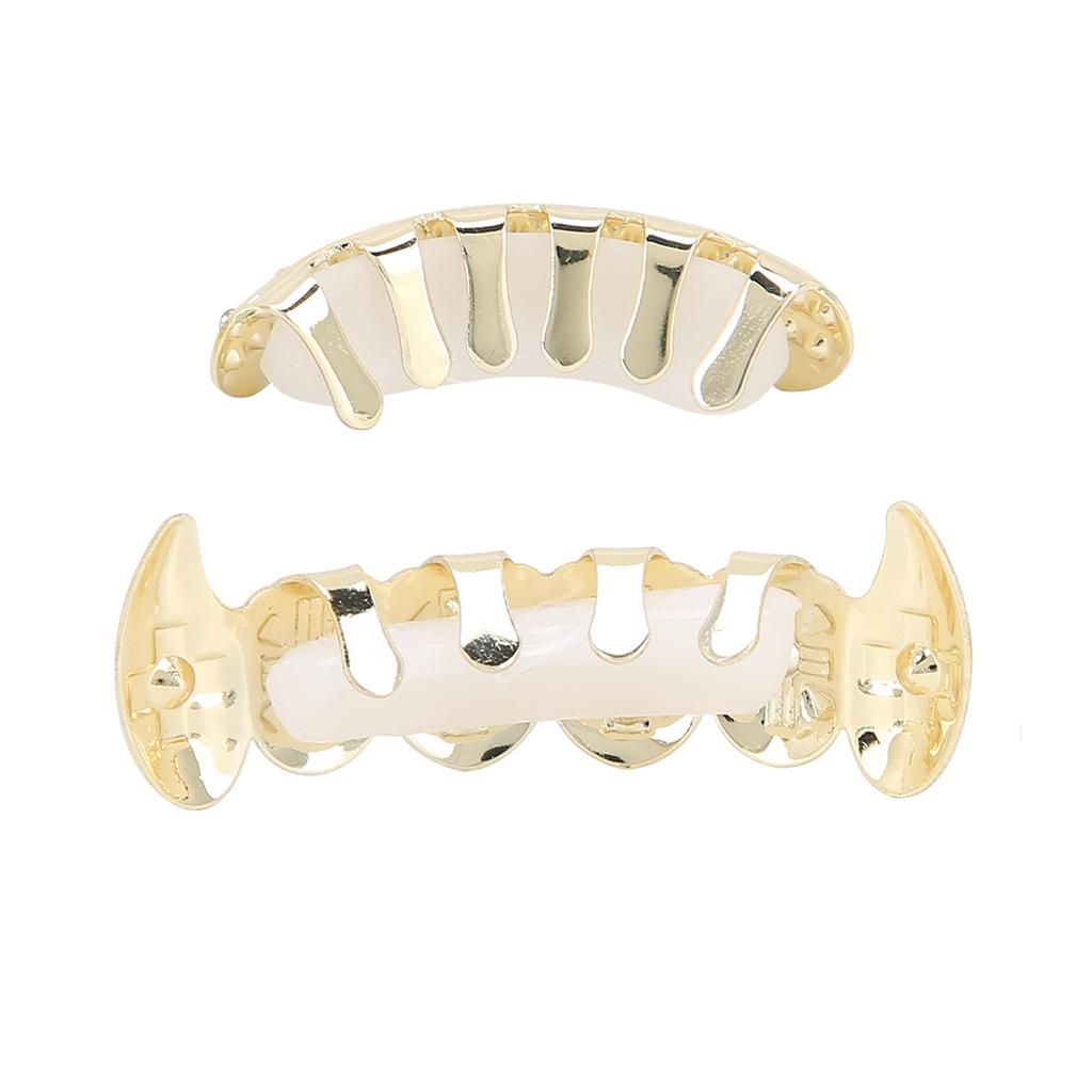 Electroplate Hip Hop False Teeth Set Reusable Unfading Halloween Festival Teeth Decoration Brace