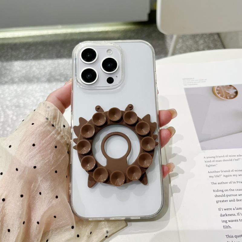 Silicone Suction Phone Stand: Anti-Slip, Magnetic, Finger Ring Holder for Desktops