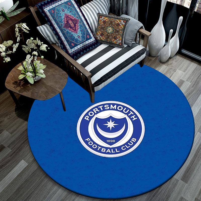 Portsmouth F.C,Round Area Rug,Carpet Rug for Living Room Bedroom Sofa Playroom Decor,Non-slip Floor Mat