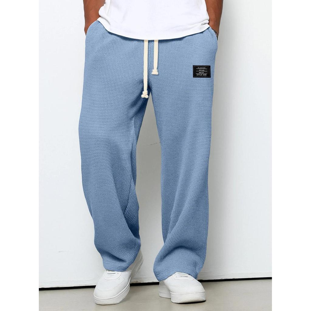 Pantaloni della tuta da uomo elasticizzati a gamba dritta, vestibilità ampia, per primavera e autunno, sportivi, casual, micro-elastici