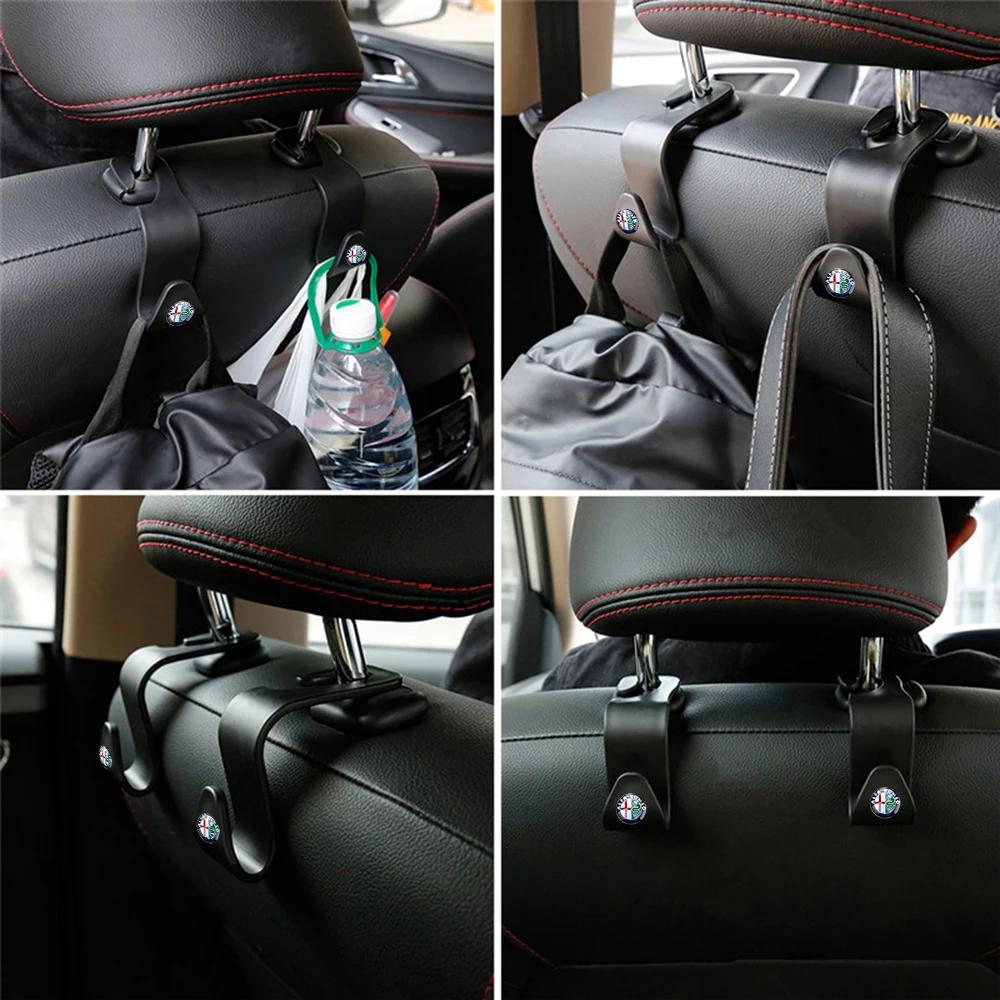 For Car Seat Headrest Hooks Hidden Back Hanger Organizer Rear Interior Accessories For Alfa Romeo Giulia Stelvio MiTo Tonale 4C