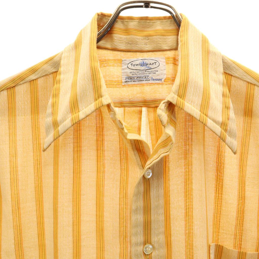 TOWNCRAFT 70s Vintage Striped Pattern Short Sleeve Shirt 15 PENNEYS Men's Used