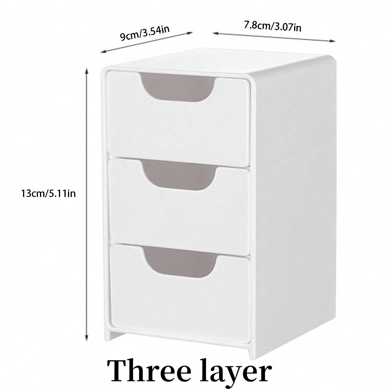 

Штабелируемый настольный ящик для хранения, белый квадратный трехслойный ящик, портативный мини-кейс для косметики, органайзер для домашнего стола