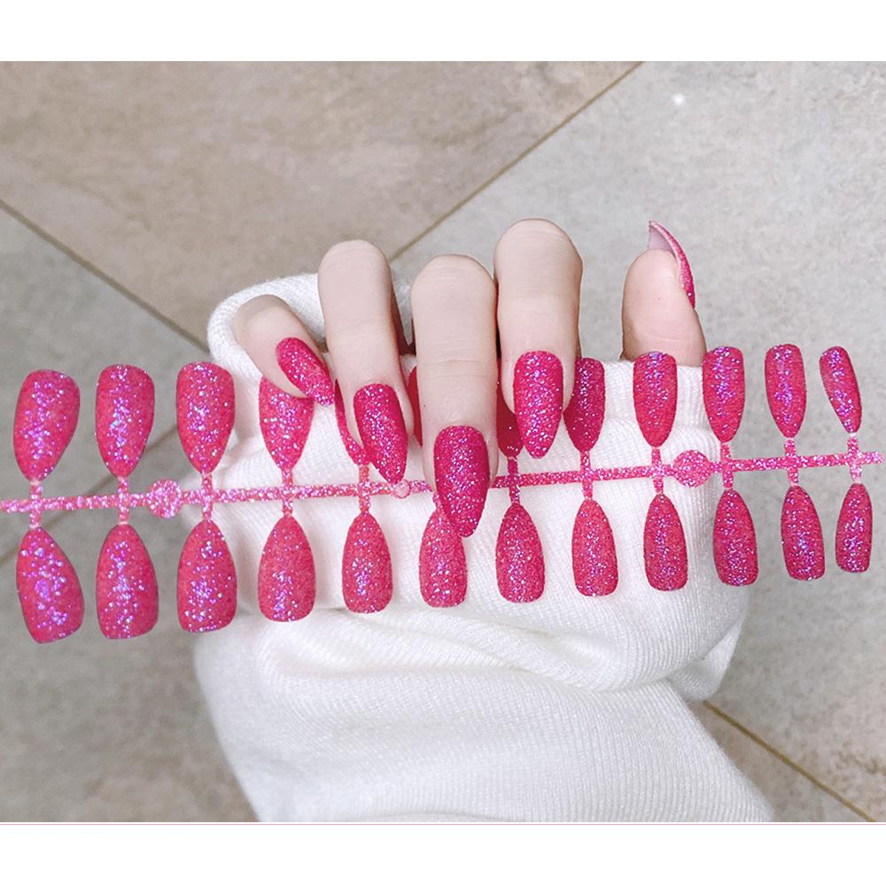 

24 шт./компл. накладные ногти, наклейки для ногтей, блестящие ногти, сделай сам, быстрые ногти роза розовый