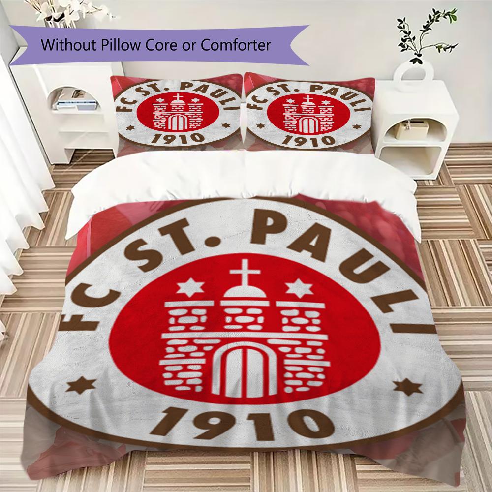 S t. Juego de Ropa de Cama Pauli FC Pattern uilt Set uilt Cover Funda de Almohada Decoración del Hogar Regalo de Cumpleaños (1 * funda de edredón + 2 * fundas de almohada sin relleno)