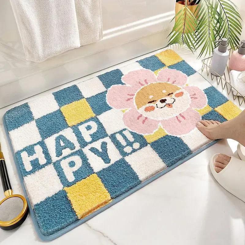 Super Soft Cartoon Plush Floor Mat Wear-resistant Water-absorbing Carpet Bathroom Water-absorbing Non-slip Floor Mat Home