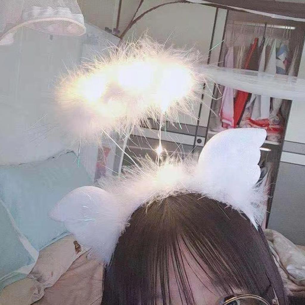 LED Feather Headband Angel Halo Headwear for Birthday Graduation Party Supplies