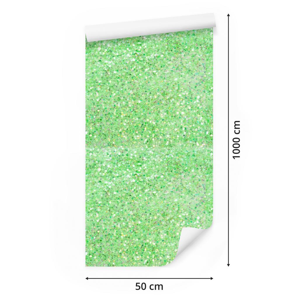 Mint and green glitter wallpaper for living room and bedroom 50x1000