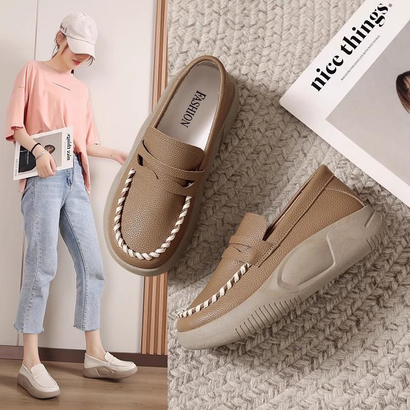 Factory soft leather single shoes women's 2025 new thick-soled soft-soled nurse shoes are not tired of working for a long time, spring and summer leis