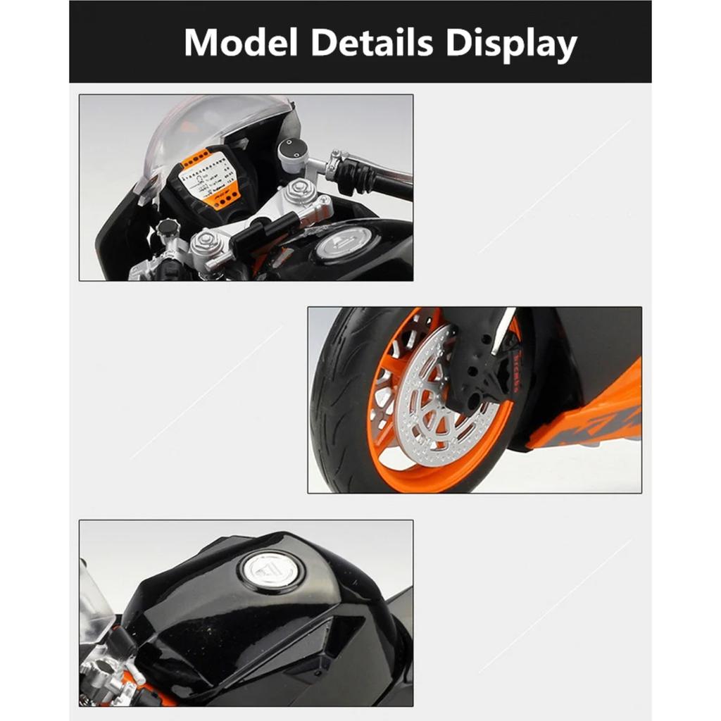 Welly 1/10 KTM 1190 RC8 R Alloy Sports Motorcycle Model Simulation Metal Toy Street Racing Motorcycle Model Collection Kids Gift
