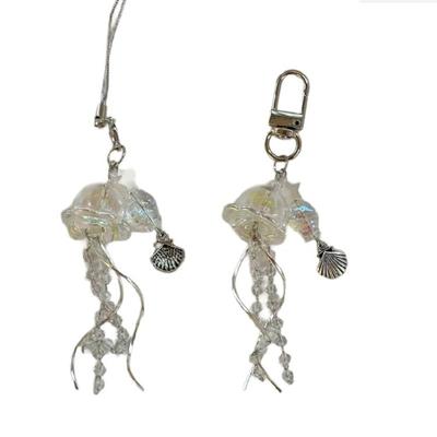 Jellyfish Phone Lanyard Handmade Tassels Star Beaded Keychain Bag Pendant Decors for Backpack Purse Wallet Phone Case