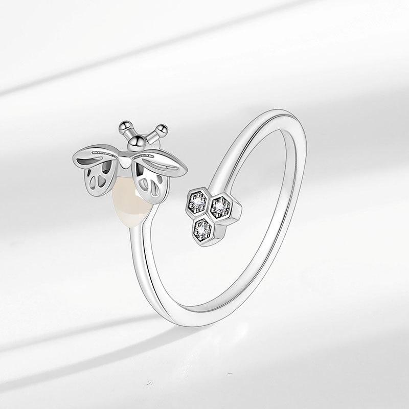 Moonstone Firefly Adjustable Honeycomb Ring - European and American Style