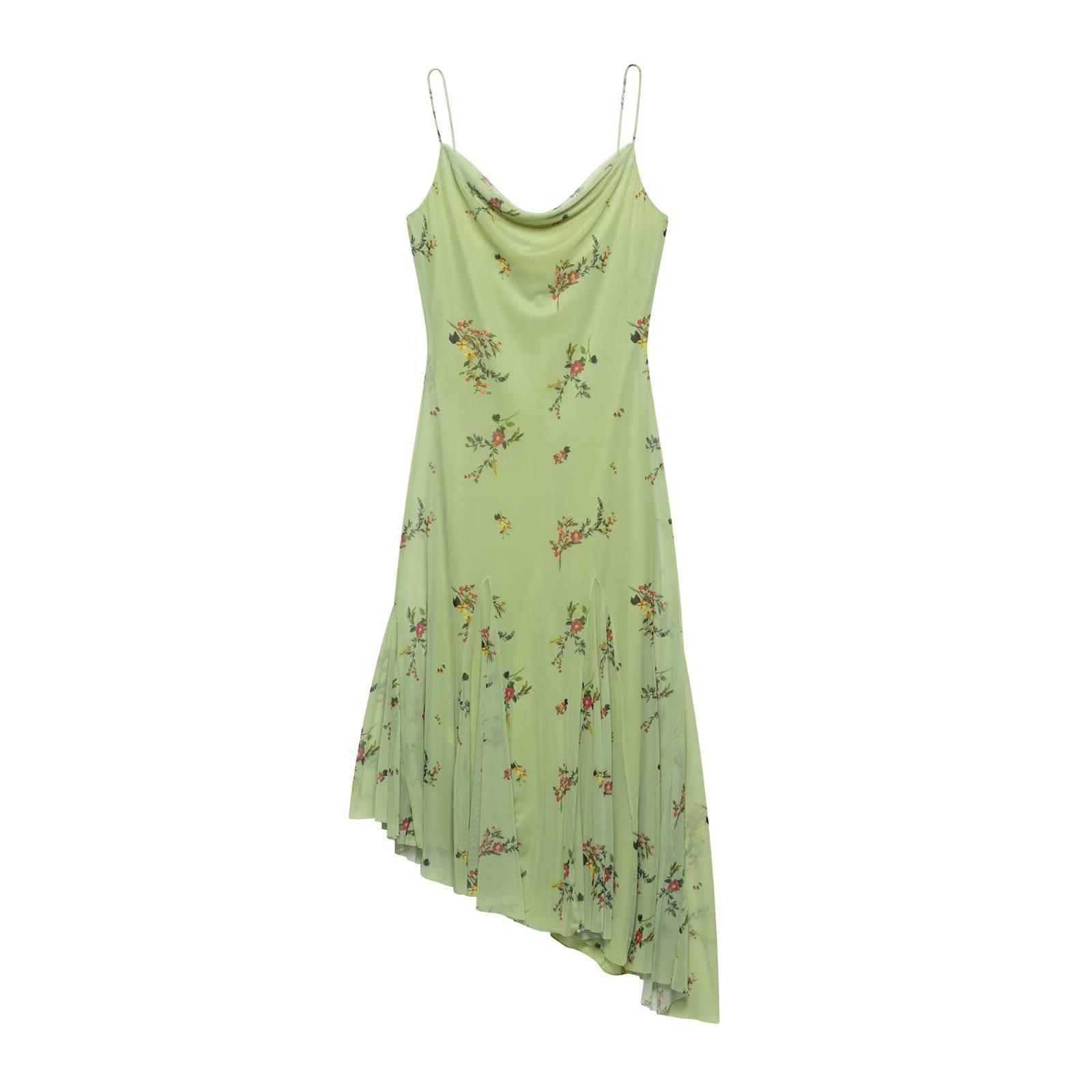 

TAOP&ZA Women s Summer Floral Asymmetrical Strap Dress Small