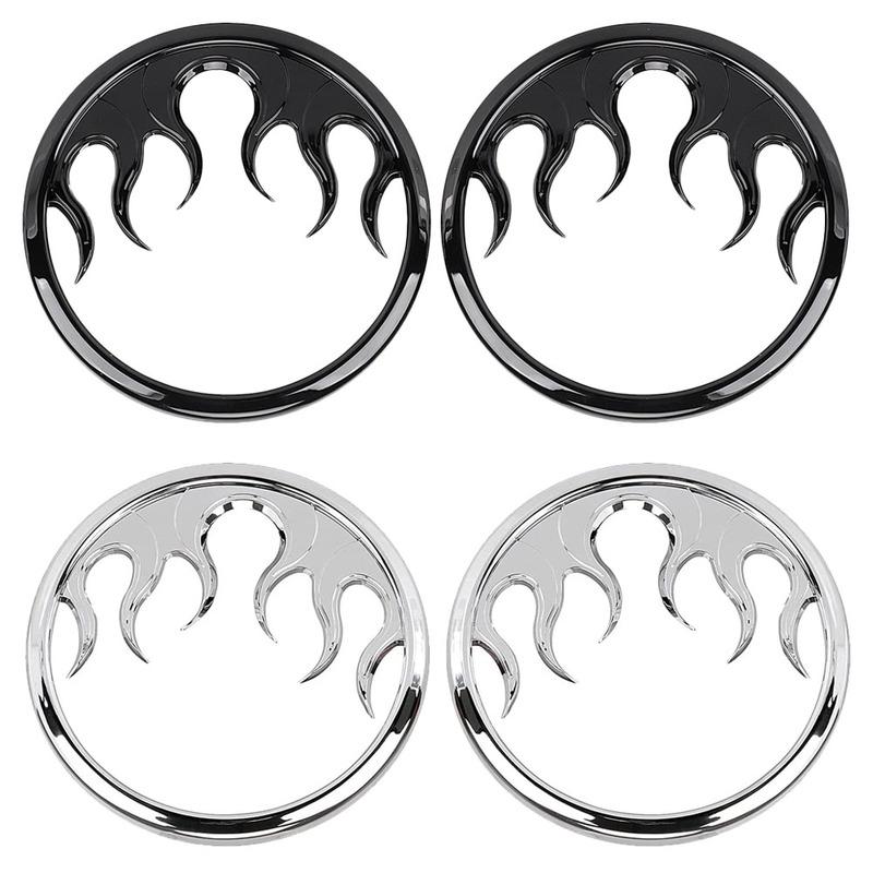 2pcs ABS Motorcycle Flame Speaker Grill Accent Trim Covers for Harley-Davidson Electra Glides, Street Glides, Trikes 2014-