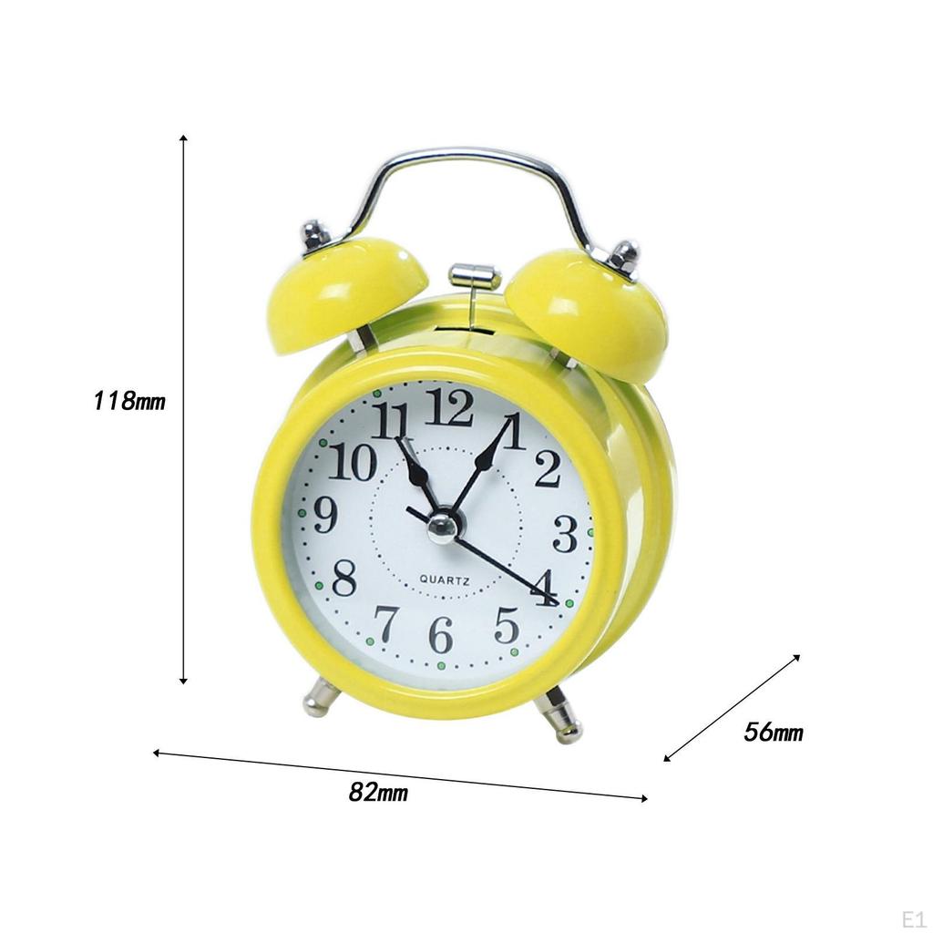 Alarm Clock Luminous Dial Non-Ticking Retro Loud Yellow And Black