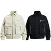 Mens Vintage Utility Jacket With Multiple Pockets Loose Fit Cotton Blend Workwear Style Outerwear Fall