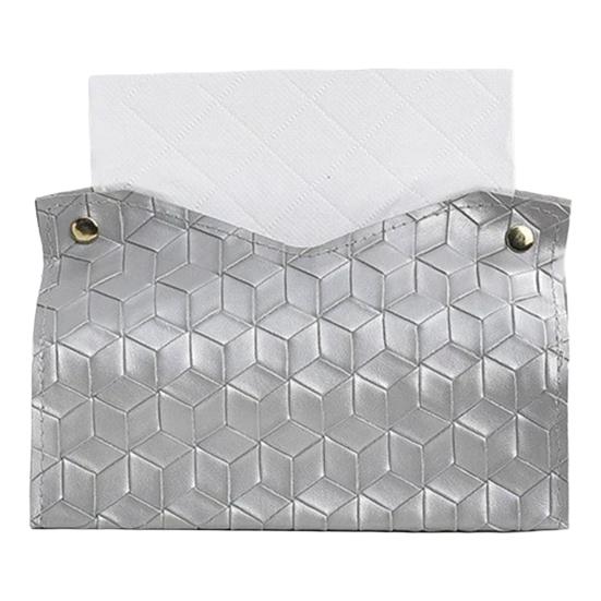 Tissue Box PU Leather Tissue Holder Smooth Dispensing Decorative Paper Towel Case Simple Style Organizer for Home Office Desktop