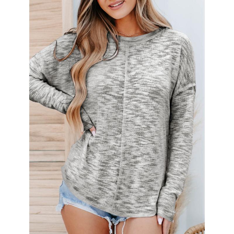 Women S Long Sleeve Casual Solid Color T Shirt Loose Fit Top