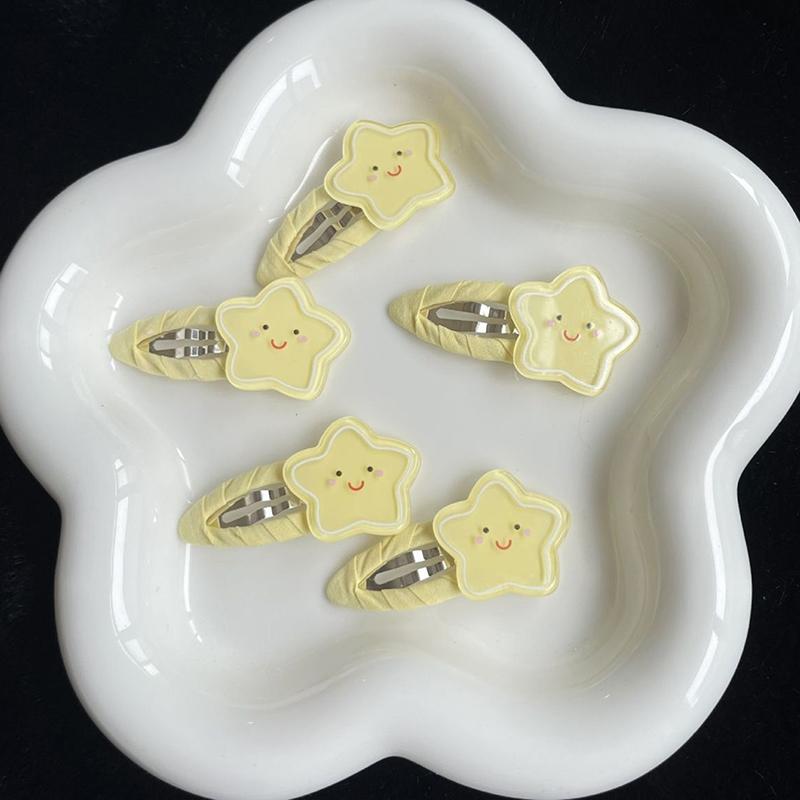 

1 пара милых заколок для волос в виде звезд с улыбкой, универсальная милая желтая акриловая заколка для волос для женщин, девочек, кавайные аксессуары для волос, подарки