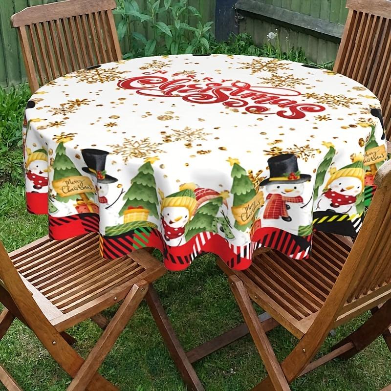 WTEMPO Vánoční kulý tištěný ubrus Vánoční vnitřní a venkovní párty ubrus Kuchyňské doplňky Vánoční dárek, Slavnostní domácí dekorace