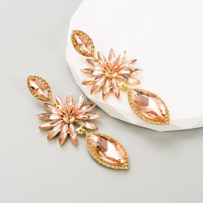 Women Exaggerated Alloy Colored Crystal Geometric Earrings Temperament High Quality Party Drop Earrings