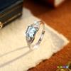 Natural Crystal Stone Jewelry S925 Sterling Silver Ring Women's Square High-end Sense European and American Style Open Ring Fashion Gift