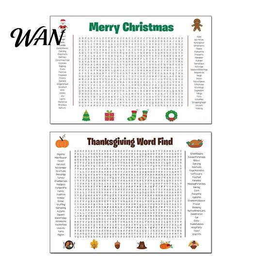 Festive Party Decor Poster-Size Word Search Thanksgiving Christmas Find Poster Giant Interactive Activity 36"X22" Wall Game for Family Holiday