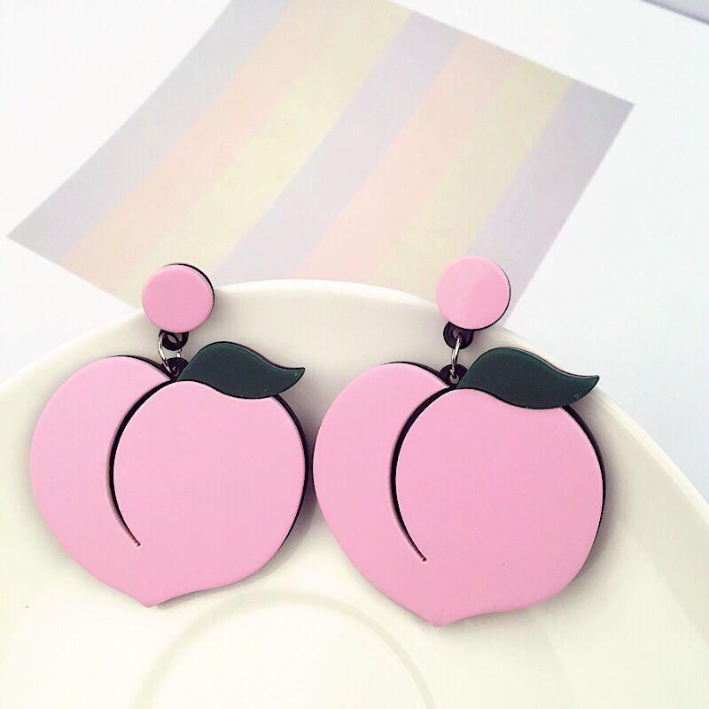 Exaggerated Earrings, Fruit Lemon Strawberry Watermelon Acrylic Earrings, Stud Earrings, Personalized Long Earrings For Women