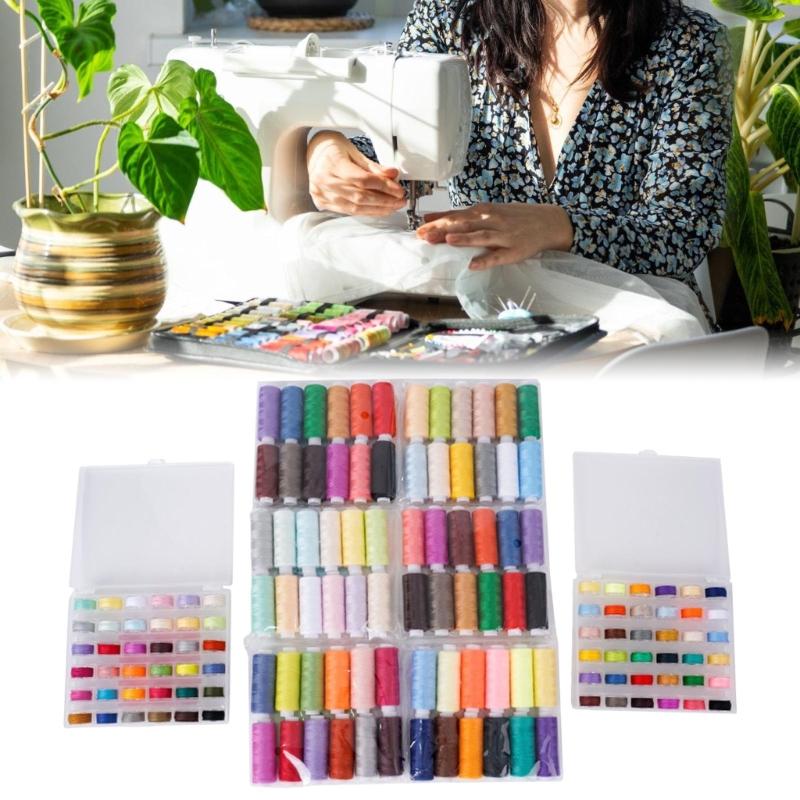 72 Color Polyester Thread Sewing Machine Bobbin Thread with Case for Sewing Machine Hand Stitching Needlework Project