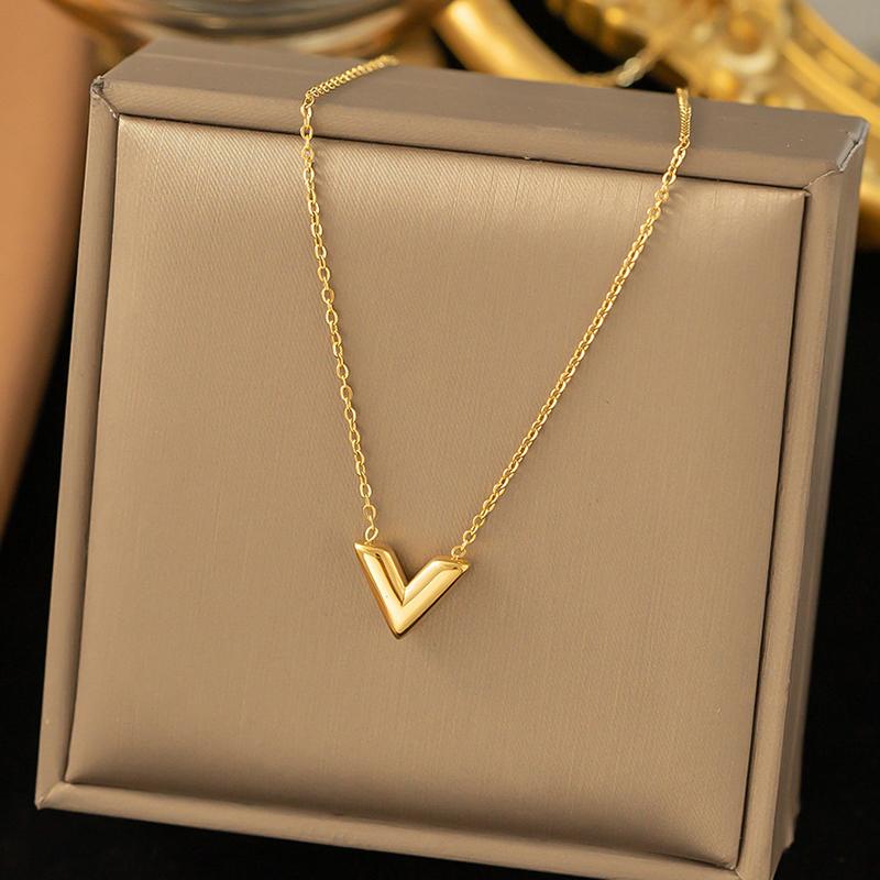 Stainless Steel Letter V Bracelets For Women Girl Gold Color Alphabet Bangle Famous Brand Jewelry Set Best Gift For Friend