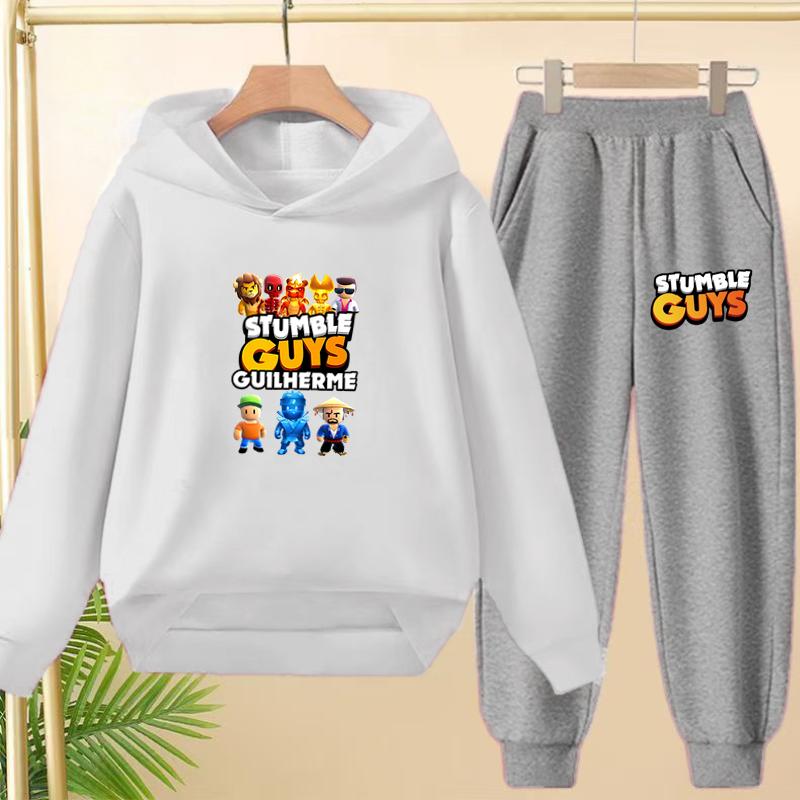 Felpa con cappuccio per bambini 3-12 anni Stampa Anime GUYS Cappotto Affascinante Felpa+Pantaloni Bambini Ragazze Neonato Set Trendy per il Tempo Libero