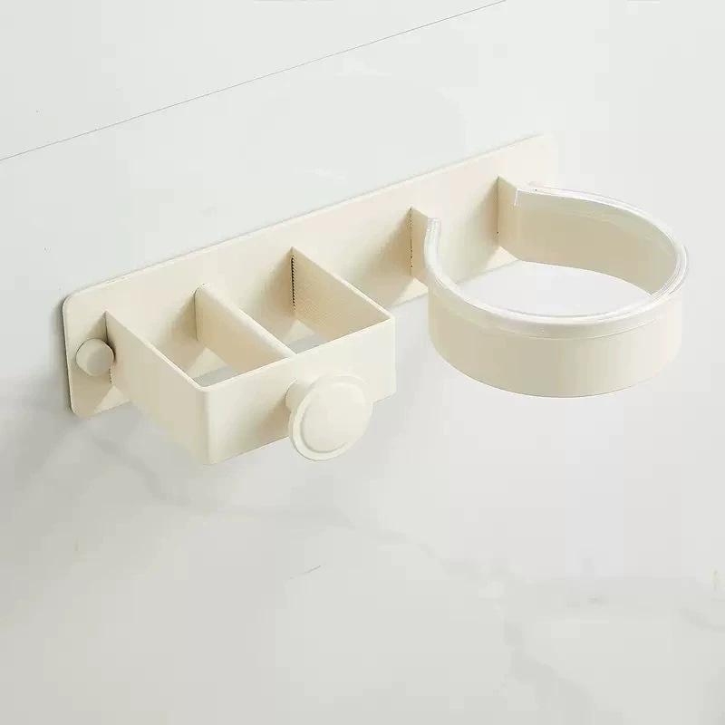Punch-Free Hairdryer Storage Rack Wall Mounted Hair Dryer Holder Stand Shelf For Home Bathroom Dressing Room No Drill Organizer