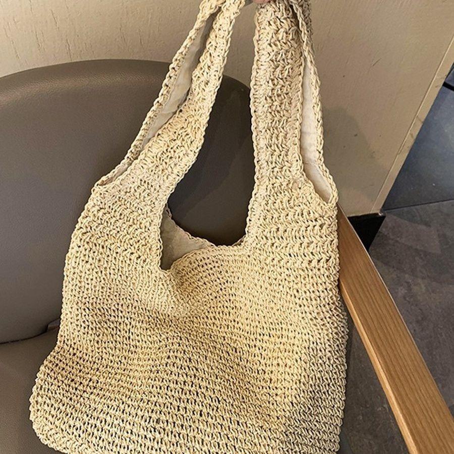 Straw Bag for Women New Summer Versatile Casual Shoulder Bag Forest Style Handmade Woven Bag Large Capacity Beach Bag