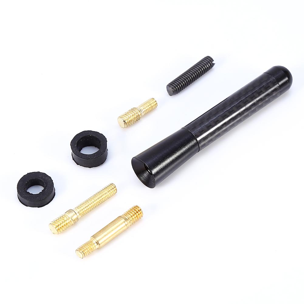 80mm 120mm Schwarz Kohlefaser Schraube Aluminium Auto Kurzantennen Set Universal Autozubehör