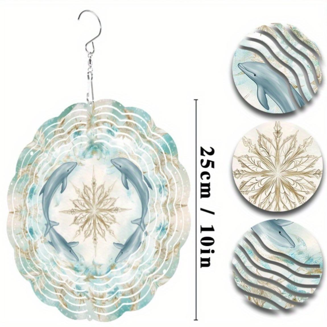 

10-дюймовый дельфин, ветряной спиннер, уличный подвесной декор с вращающимся на 360 градусов крючком для сада, балкона, патио, весенне-летнее украшение 01A