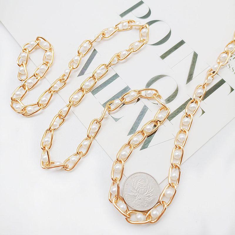 Women's Beaded Pearl Chain Waist Belt - 6mm To 8mm Aluminum Chain for Boots and Clothing Accessories