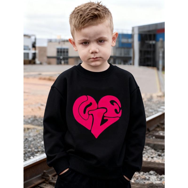 European sizes Children Sweatshirt Heart Love Print for Kids Gift Casual Fashion Sweatshirt Kids Sweatshirt Suitable for Parties Outings Travel