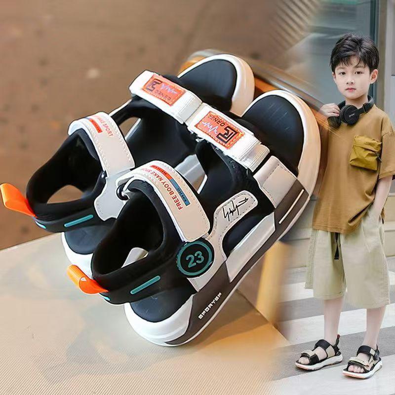 Genuine Leather Soft Sole Kids Sandals Lightweight Beach Sports Shoes for Big Boys Girls Summer