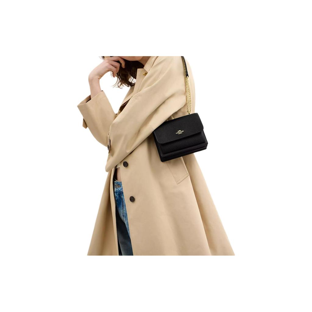 Coach Claire 18 Chain Strap Snap Closure Leather Shoulder Bag Small Women Shoulder Bag Black CZ987-IMBLK
